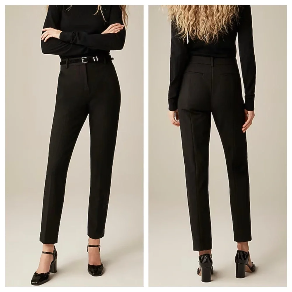 J.Crew Cameron High Rise Slim Ankle Trouser Pants in Four-Season Stretch Black